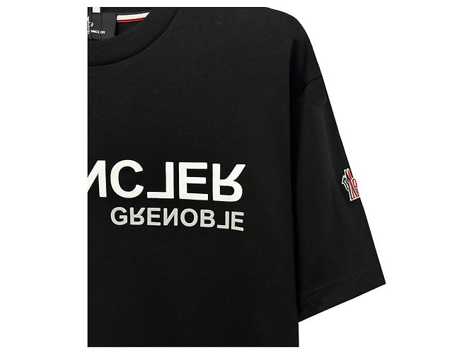 Moncler T-Shirt mit gespiegeltem Logo Schwarz Mehrfarben - Ansicht 3