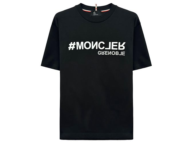 Moncler T-Shirt mit gespiegeltem Logo Schwarz Mehrfarben - Ansicht 6