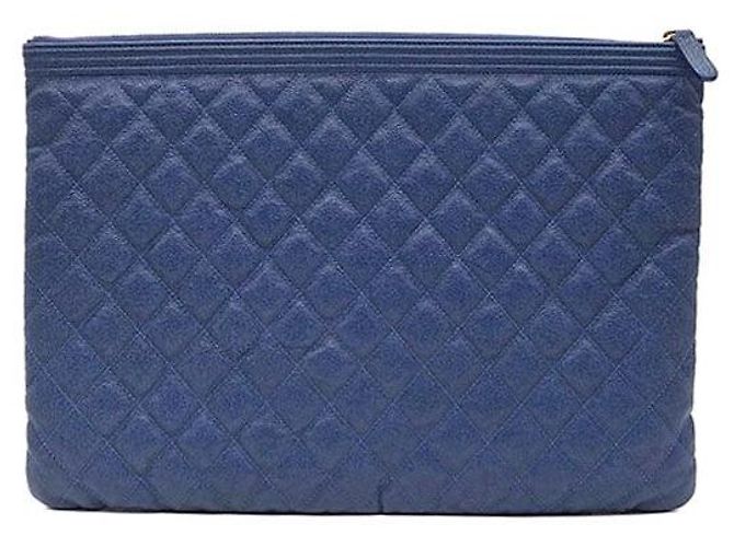Chanel Clutch Caviar Boy Large Blu - vista 3