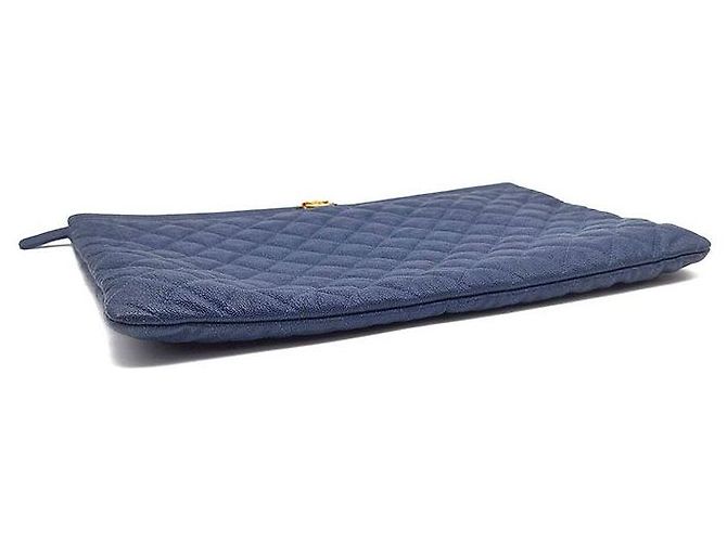 Chanel Clutch Caviar Boy Large Blu - vista 5