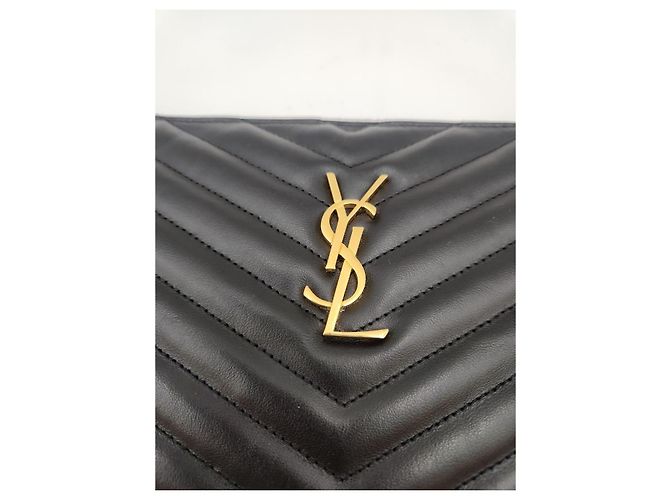 Saint Laurent Clutch Media Matelassé Monogram Nero - vista 9