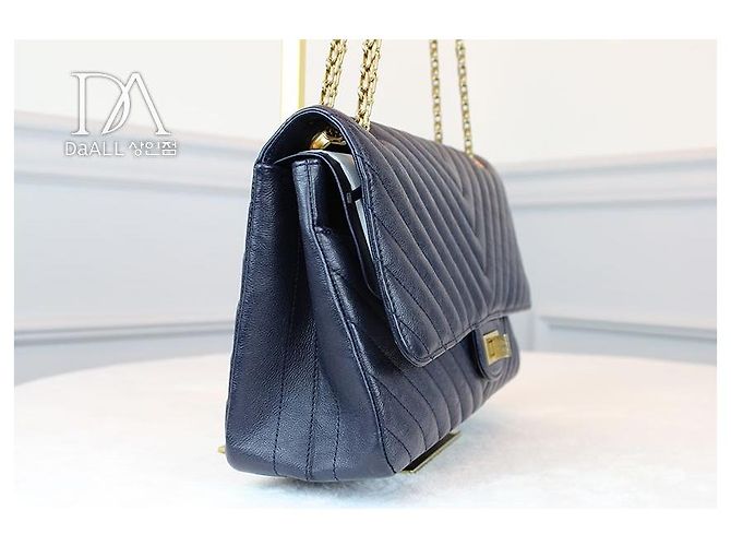 Chanel Serie Vintage Large Chevron Navy Blu - vista 18