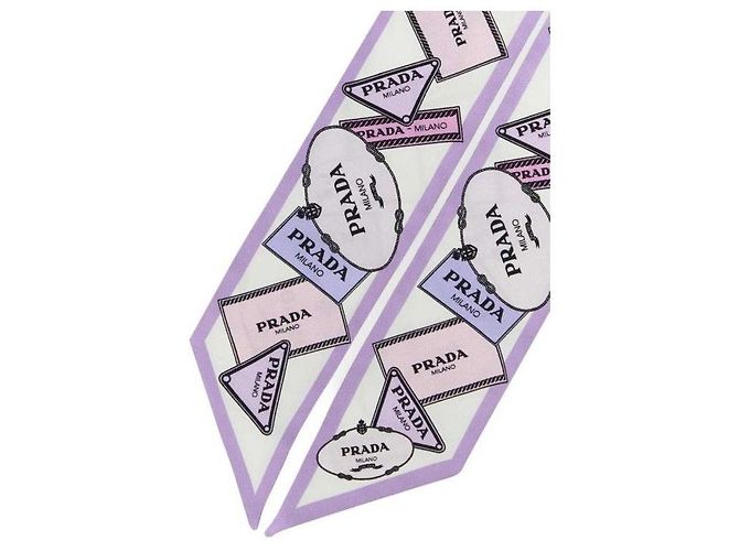 Prada Sciarpa skinny in twill di seta stampata - vista 5