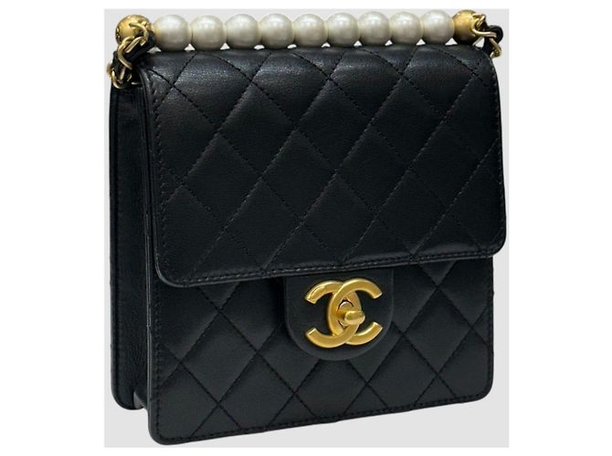 Chanel Vintage Pearl Flap Crossbody Bag Black Schwarz - Ansicht 10