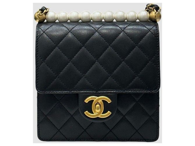 Chanel Vintage Pearl Flap Crossbody Bag Black Schwarz - Ansicht 2