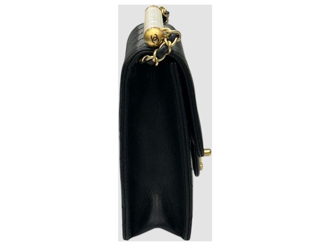 Chanel Vintage Pearl Flap Crossbody Bag Black Schwarz - Ansicht 5