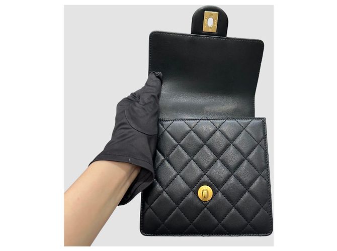 Chanel Vintage Pearl Flap Crossbody Bag Black Schwarz - Ansicht 6