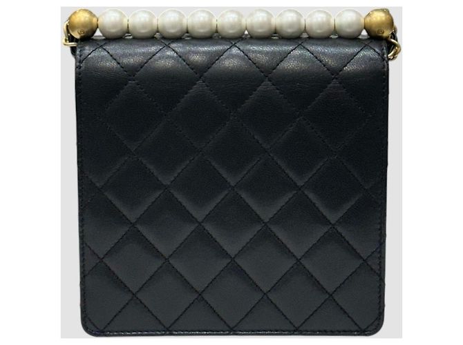 Chanel Vintage Pearl Flap Crossbody Bag Black Schwarz - Ansicht 9