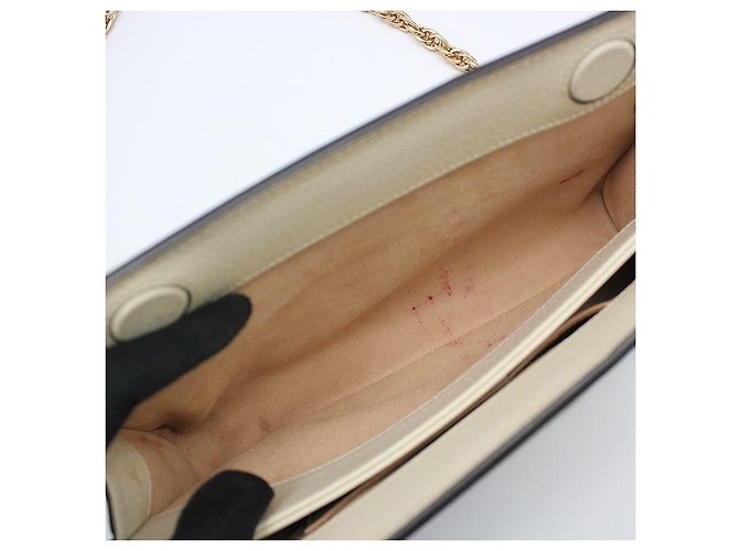 Gucci Borsa a Spalla Ophidia GG Gold Logo Chain Bianco - vista 10
