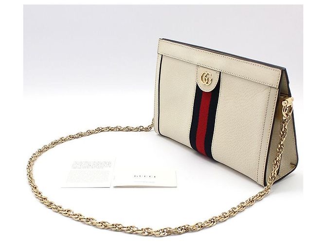 Gucci Borsa a Spalla Ophidia GG Gold Logo Chain Bianco - vista 2
