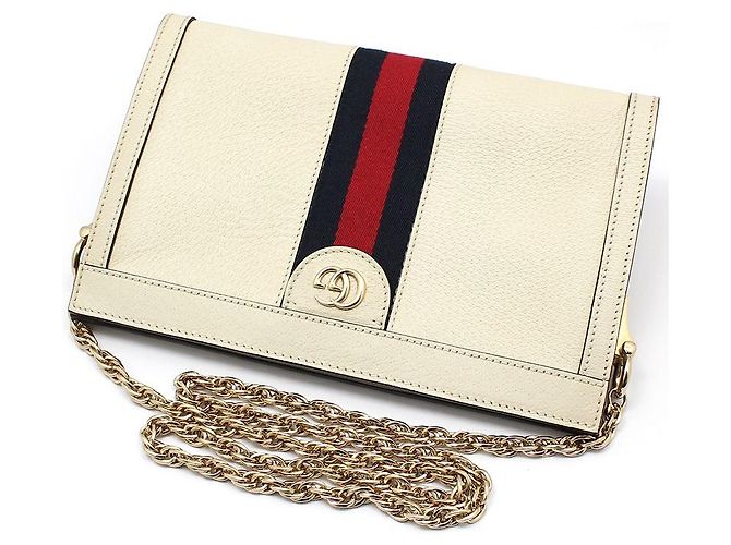 Gucci Borsa a Spalla Ophidia GG Gold Logo Chain Bianco - vista 3