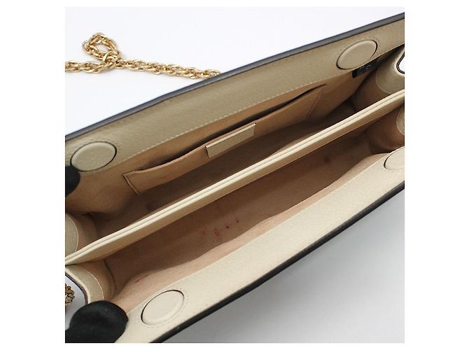 Gucci Borsa a Spalla Ophidia GG Gold Logo Chain Bianco - vista 9