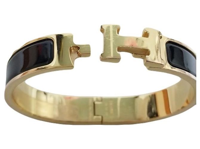 Hermès Bracciale rigido nero con chiusura Click Gold PM - vista 2
