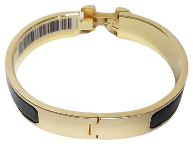 Hermès Bracciale rigido nero con chiusura Click Gold PM - vista 3