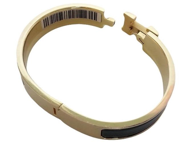Hermès Bracciale rigido nero con chiusura Click Gold PM - vista 5