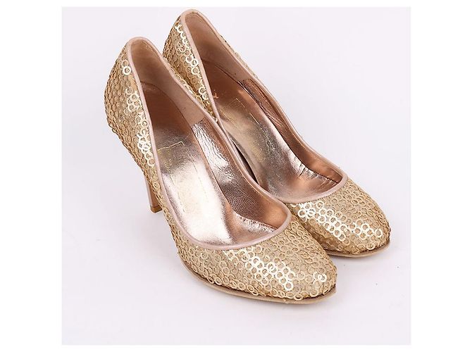 Salvatore Ferragamo Décolleté dorate con paillettes per donna D'oro - vista 3