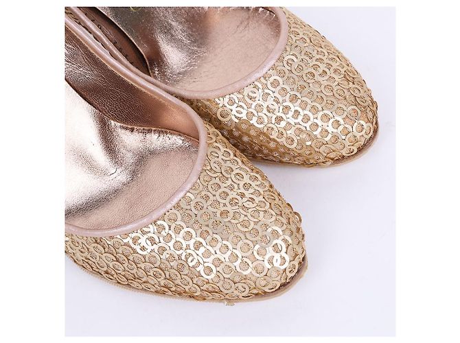Salvatore Ferragamo Décolleté dorate con paillettes per donna D'oro - vista 4