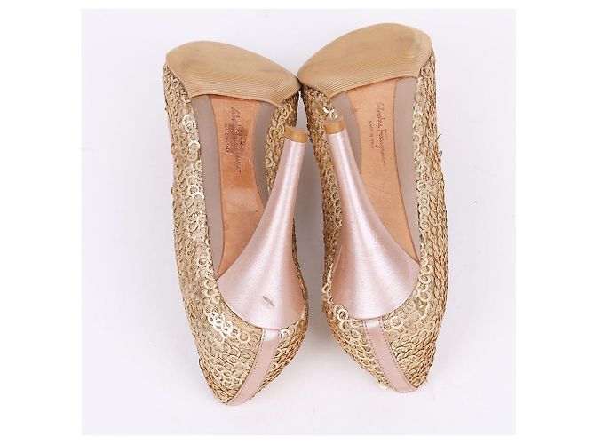 Salvatore Ferragamo Décolleté dorate con paillettes per donna D'oro - vista 7