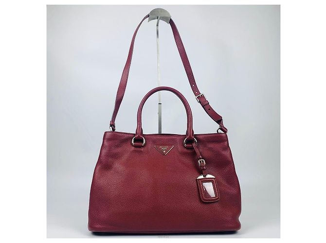 Prada Borsa tote a spalla Vitello Daino Rosso - vista 2