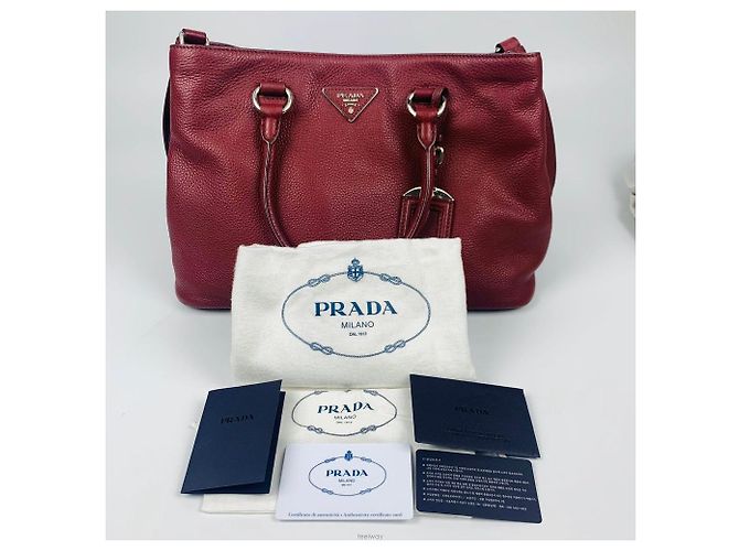 Prada Borsa tote a spalla Vitello Daino Rosso - vista 7