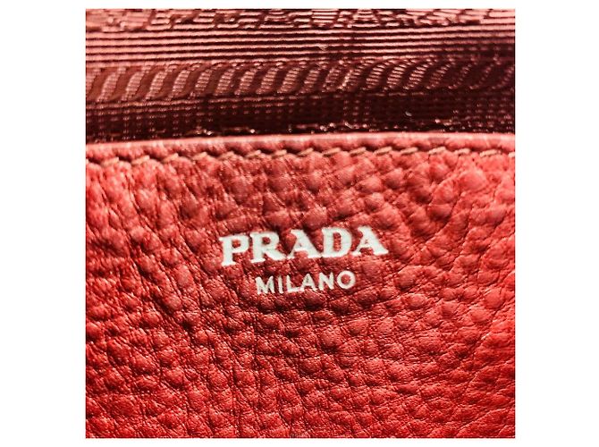 Prada Borsa tote a spalla Vitello Daino Rosso - vista 9