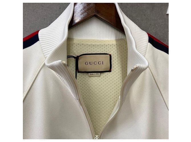 Gucci Three Stripe Lining Jersey Jacket White - view 6