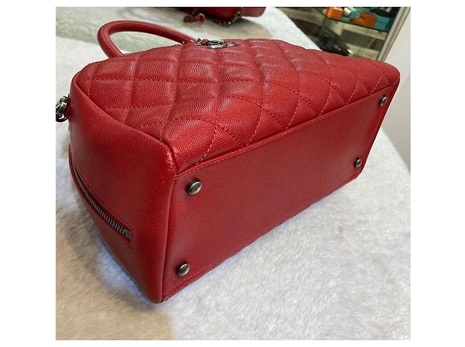 Chanel Borsa Bowling e Tote con manico Caviar Coco e Borsa a tracolla Small Red Rosso - vista 3