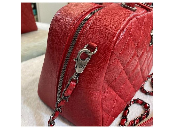 Chanel Borsa Bowling e Tote con manico Caviar Coco e Borsa a tracolla Small Red Rosso - vista 4