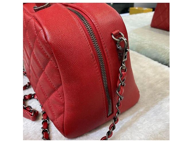 Chanel Borsa Bowling e Tote con manico Caviar Coco e Borsa a tracolla Small Red Rosso - vista 6