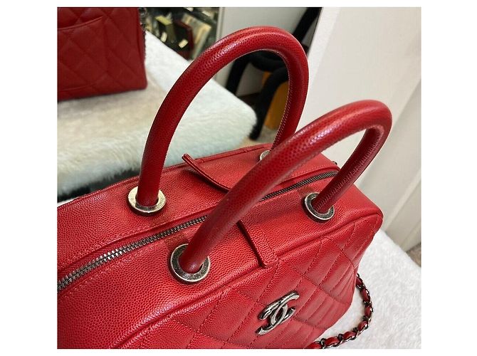 Chanel Borsa Bowling e Tote con manico Caviar Coco e Borsa a tracolla Small Red Rosso - vista 7