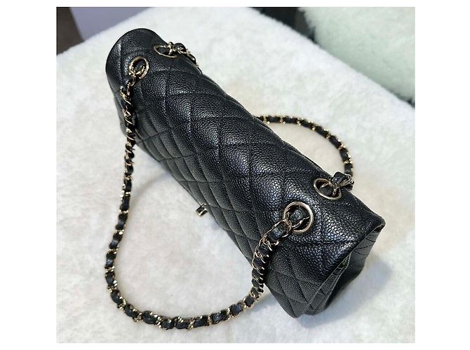 Chanel Caviar Classic Medium Gold-tone Dark Grey Series Marrone - vista 5