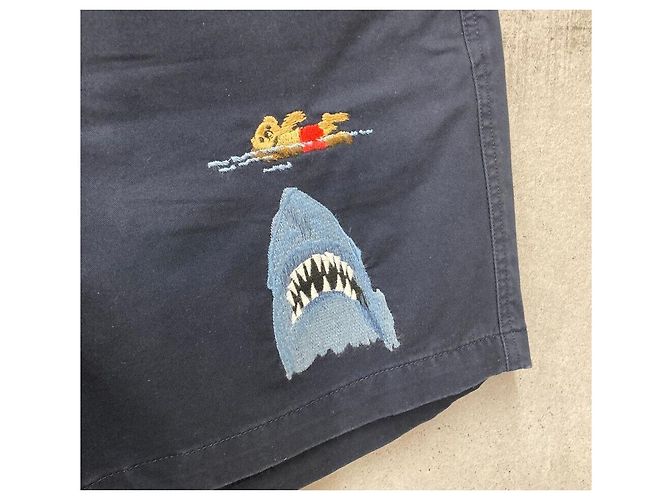 Pantaloncini con bande e ricamo a squalo Polo Ralph Lauren Navy - vista 5