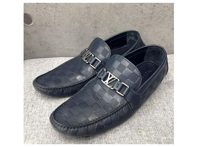 Louis Vuitton Mocassini da guida in pelle Damier Navy Blu - vista 2