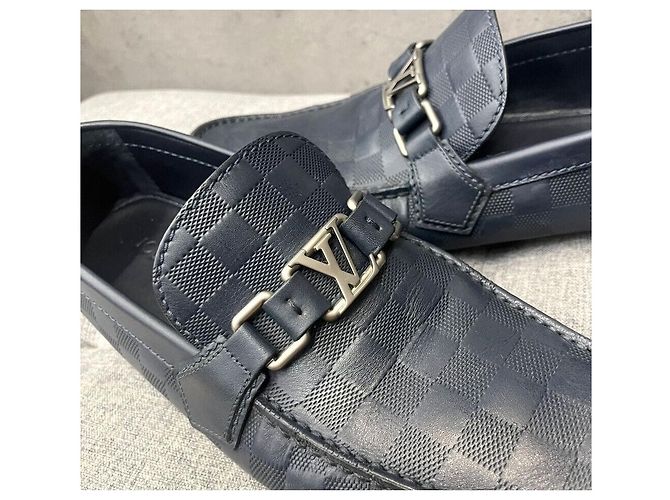 Louis Vuitton Mocassini da guida in pelle Damier Navy Blu - vista 4