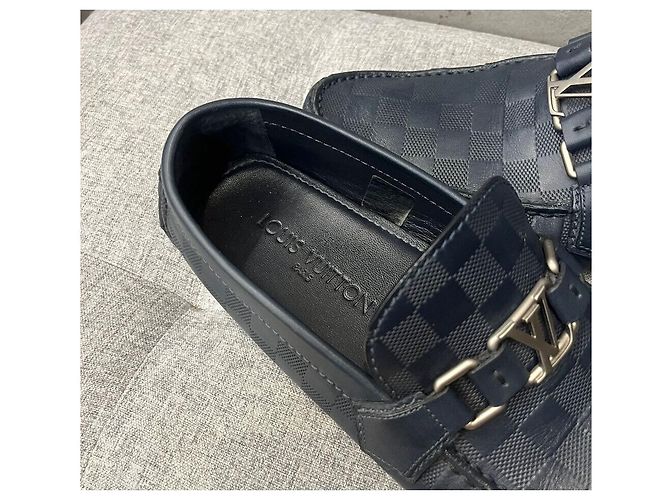 Louis Vuitton Mocassini da guida in pelle Damier Navy Blu - vista 5