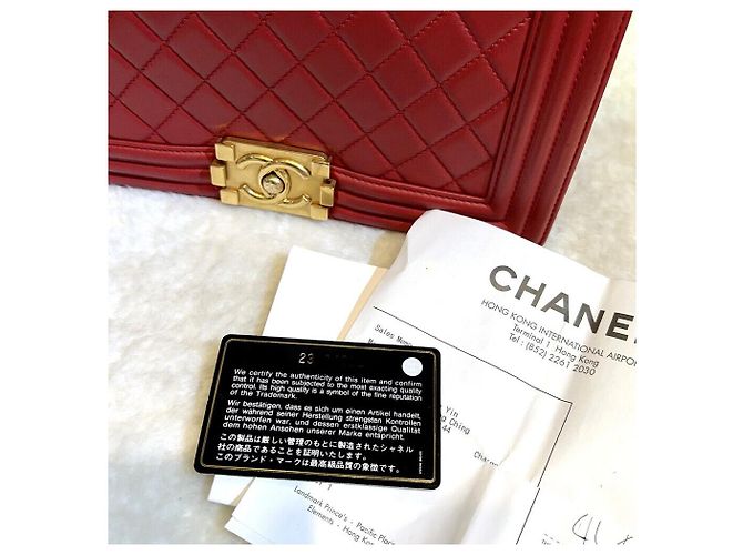 Chanel Borsa Boy in agnello Medium con finiture oro Collezione Rossa Rosso - vista 8