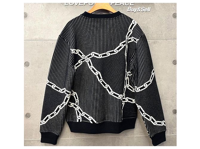 Louis Vuitton Sweatshirt aus Baumwolle Love Power Piece Schwarz mit Kettenstich - Ansicht 3