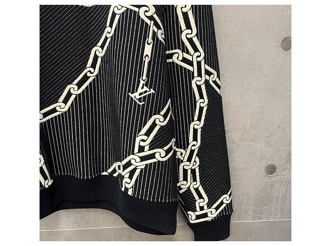 Louis Vuitton Sweatshirt aus Baumwolle Love Power Piece Schwarz mit Kettenstich - Ansicht 5