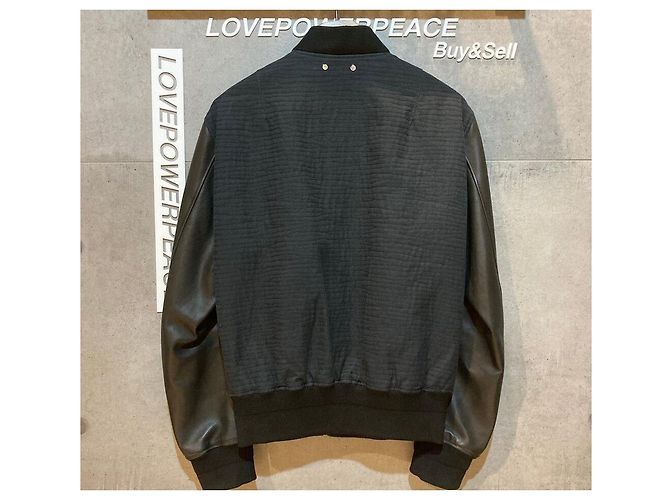 Louis Vuitton Giacca Bomber in pelle e cotone Arm Black Navy Blu - vista 3