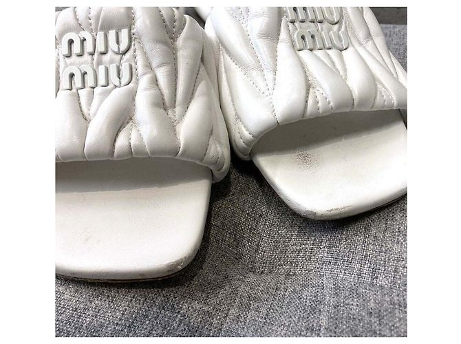 Sandali Miu Miu Matelassé Slipper White - vista 2