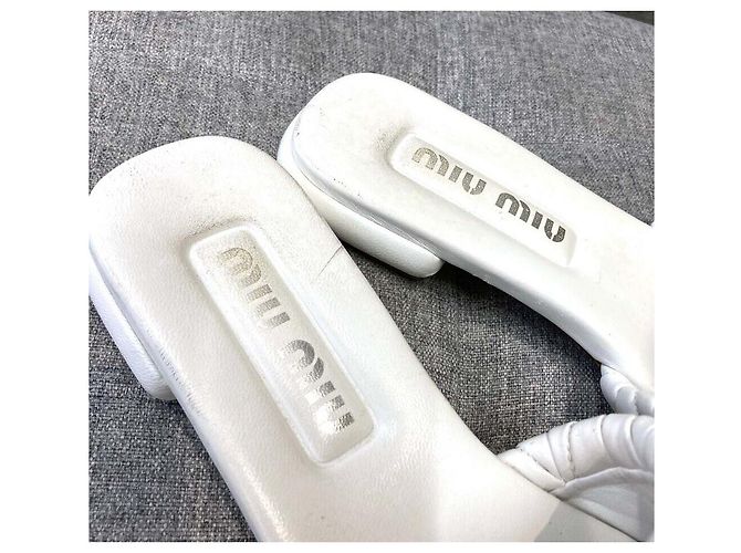 Sandali Miu Miu Matelassé Slipper White - vista 4