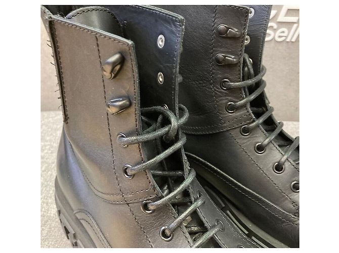 Versace Leather Ankle Biker Boots Black - view 3