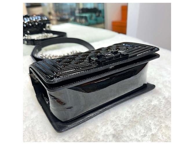Chanel Boy Patent Small Size Mini Black Nero - vista 3