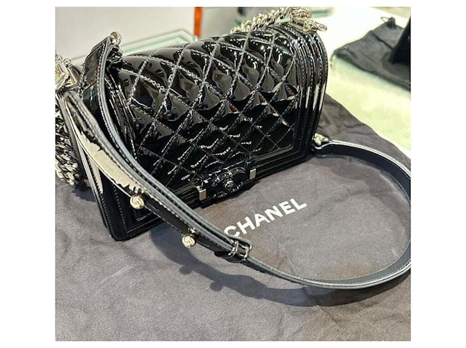 Chanel Boy Patent Small Size Mini Black Nero - vista 8