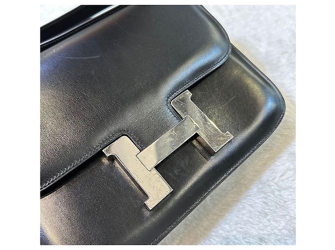 Hermès Borsa a Spalla Constance Box Leather Black Silver Engraving Nero - vista 5