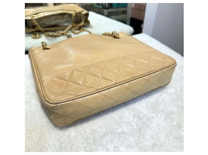 Chanel Vintage Matelassé Lammfell Tote Bag Beige Generation Braun - Ansicht 3