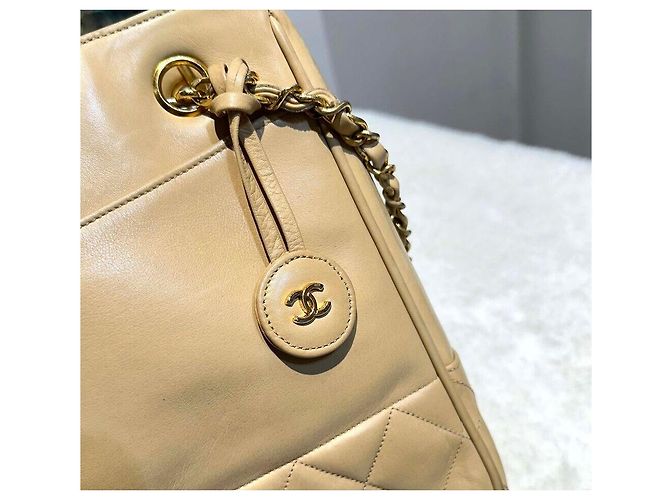 Chanel Vintage Matelassé Lammfell Tote Bag Beige Generation Braun - Ansicht 6