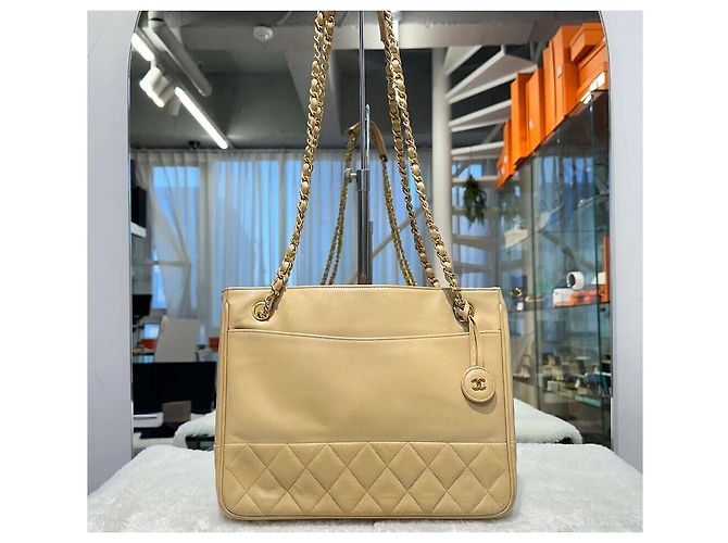 Chanel Vintage Matelassé Lammfell Tote Bag Beige Generation Braun - Ansicht 8