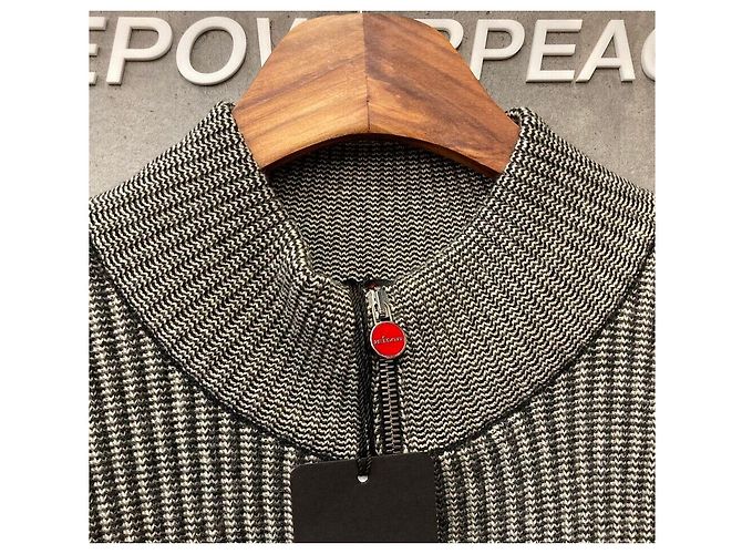 Kiton Cashmere-Strickjacke mit Reißverschluss Grau Braun - vista 4