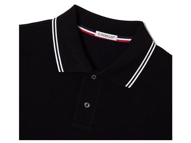 Moncler Polo in cotone con patch logo Nero - vista 5
